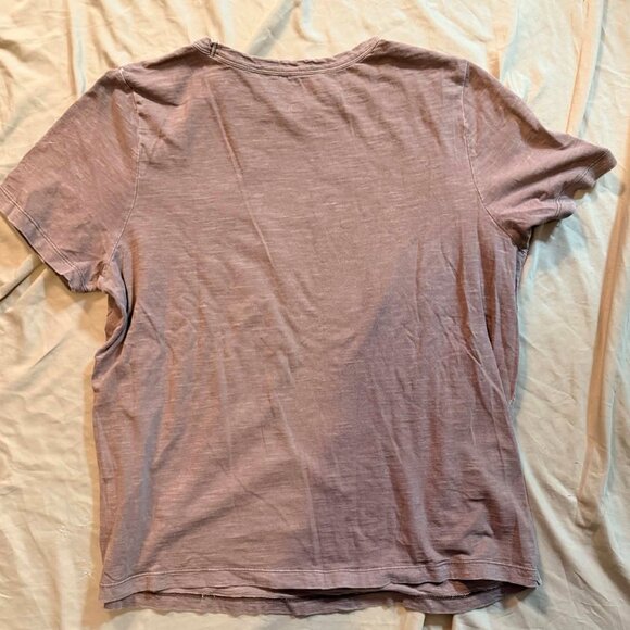 FIVE mixed brand S/S Tees LARGE (mauve/grey+graphic/blk+whit strp/brn strp) - Picture 3 of 11
